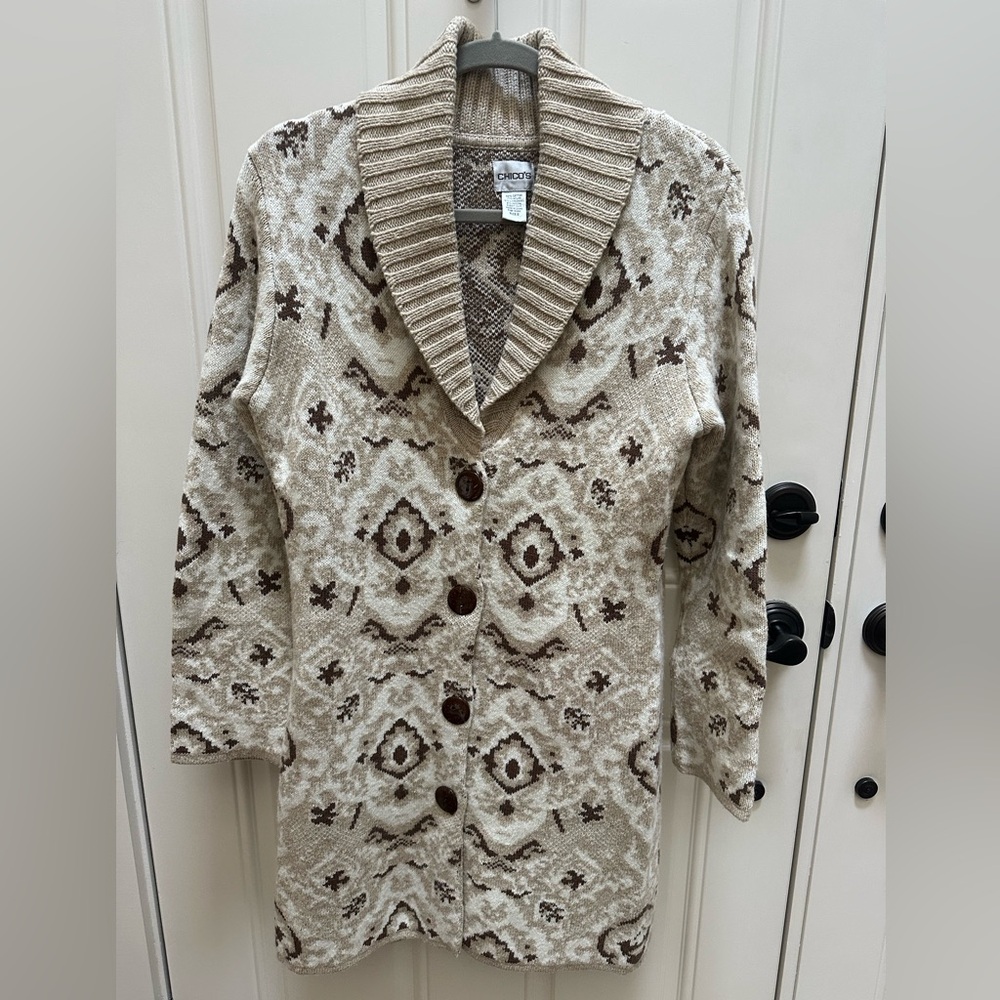 Chicos Sweater Women's 0 Beige Soft Knit Cardigan